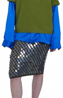 NEW ZANKOV matteo pailette skirt in olive